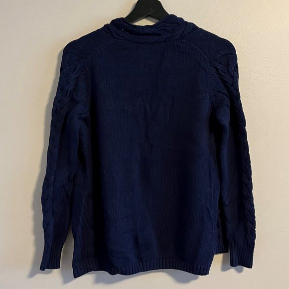 Banana Republic Dark Blue Cotton Cashmere Sweater Cardigan w/ Braided Details - Picture 2 of 11